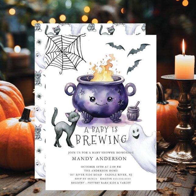 Halloween A Baby is Brewing Baby Shower Invitation (Creator Uploaded)