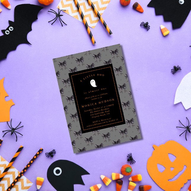 Halloween A Little Boo Coquette Baby Shower  Invitation (A Little Boo is Almost Due! )