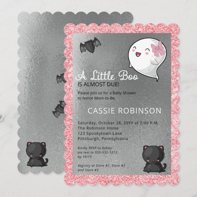 Halloween A Little Boo Ghost Girl Baby Shower Invitation (Front/Back)