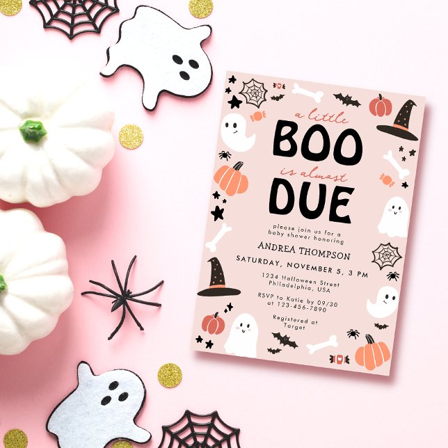 Halloween A Little Boo is Almost Due Baby Shower Invitation (Creator Uploaded)