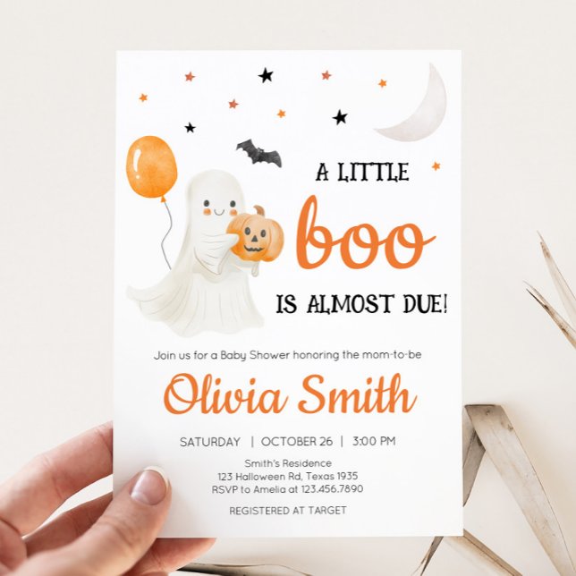 Halloween A Little Boo is Almost Due Baby Shower  Invitation (A Little Boo Baby Shower Invitation )