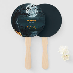 Halloween A Little Spook Pumpkin Baby Shower Hand Fan