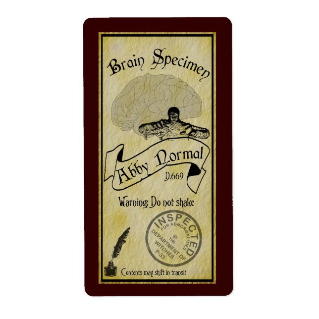 Halloween Abby Normal Bottle Label (Front)