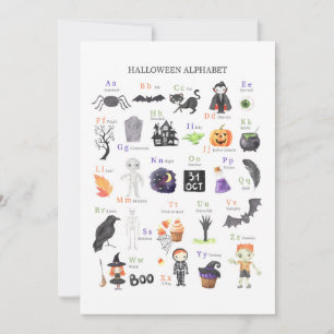 Halloween ABC Poster Kids Study Guide Invitation
