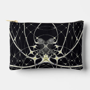 Halloween Abstract Art Golden Spiderweb Accessory Pouch