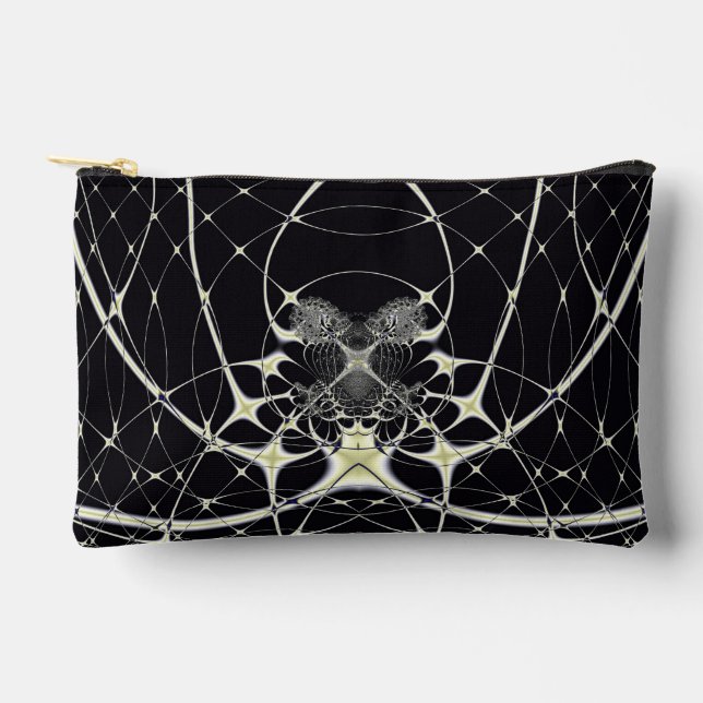 Halloween Abstract Art Golden Spiderweb Accessory Pouch (Front)