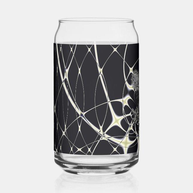 Halloween Abstract Art Golden Spiderweb Can Glass (Front)