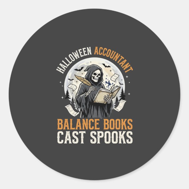 Halloween Accountant After Dark Classic Round Sticker (Front)