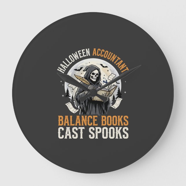 Halloween Accountant After Dark Large Clock (Front)