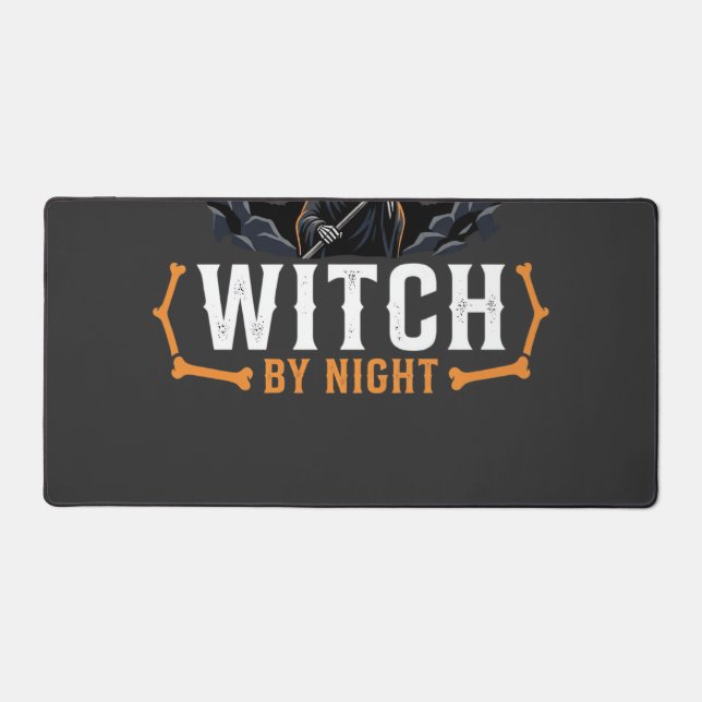 Halloween Accountant by Day Witch by Night Design Desk Mat (Front)
