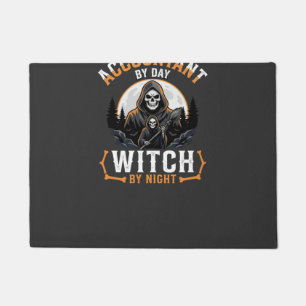 Halloween Accountant by Day Witch by Night Design Doormat