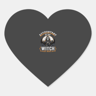 Halloween Accountant by Day Witch by Night Design Heart Sticker
