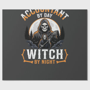 Halloween Accountant by Day Witch by Night Design Wrapping Paper