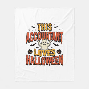 Halloween Accountant Vintage Ghost Shirt Design_1 Fleece Blanket