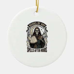 Halloween Accountant Witch Vintage Reaper Design_1 Ceramic Tree Decoration