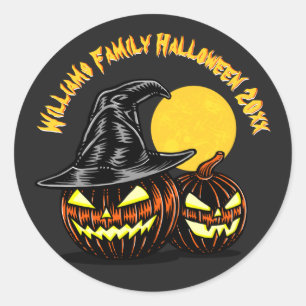 Halloween Add Family Name Year Customise  Classic Round Sticker