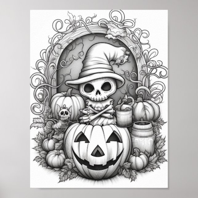 Halloween Adult Colouring Poster (Front)