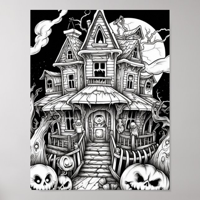 Halloween Adult Colouring Poster (Front)