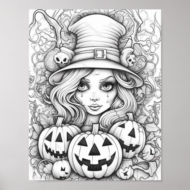 Halloween Adult Colouring Poster (Front)