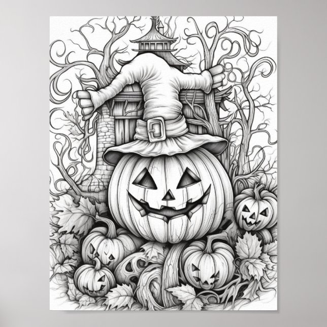 Halloween Adult Colouring Poster (Front)