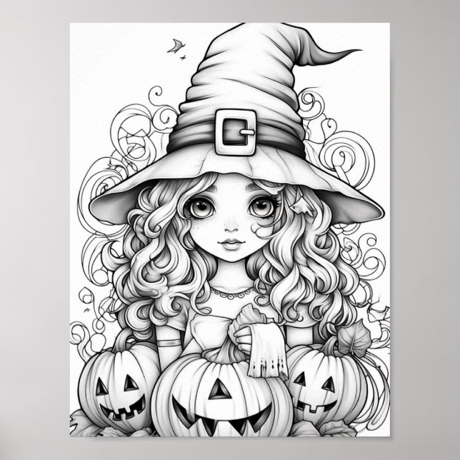 Halloween Adult Colouring Poster (Front)