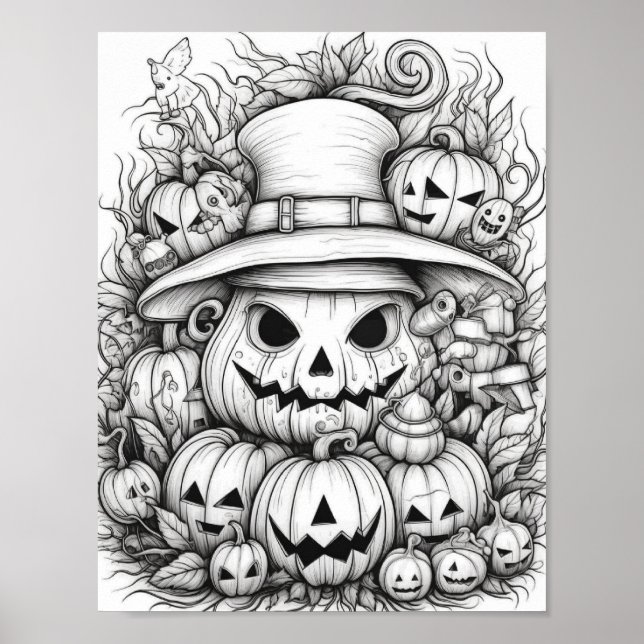 Halloween Adult Colouring Poster (Front)