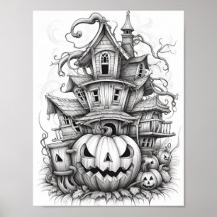 Halloween Adult Colouring Poster