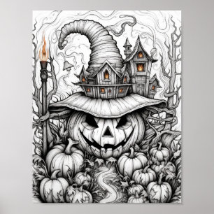 Halloween Adult Colouring Poster