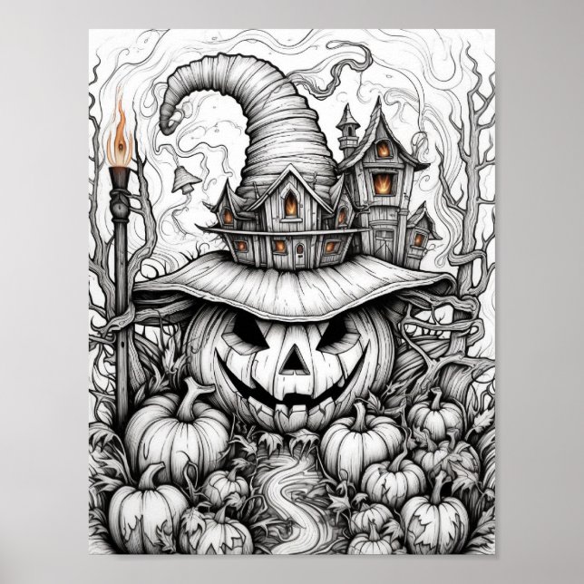 Halloween Adult Colouring Poster (Front)