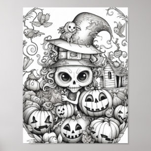Halloween Adult Colouring Poster