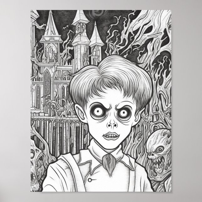 Halloween Adult Colouring Poster (Front)