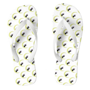 Halloween Adult, Wide Strap Flip Flops/Black Cat Jandals