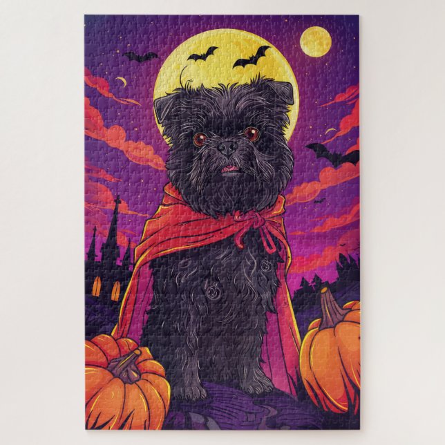 Halloween Affenpinscher Vampire Pumpkins Scary  Jigsaw Puzzle (Vertical)