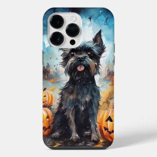 Halloween Affenpinscher With Pumpkins Scary iPhone 14 Pro Max Case