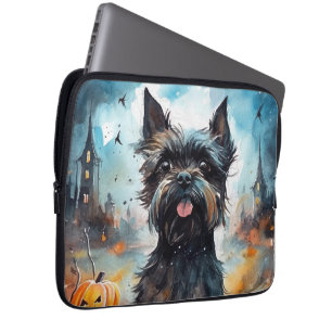 Halloween Affenpinscher With Pumpkins Scary Laptop Sleeve