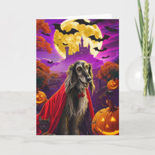 Halloween Afghan Hound Vampire Pumpkins Scary Card