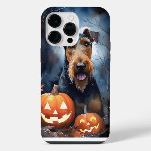 Halloween Airedale With Pumpkins Scary iPhone 14 Pro Max Case