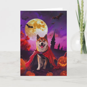 Halloween Akita Vampire Pumpkins Scary Card