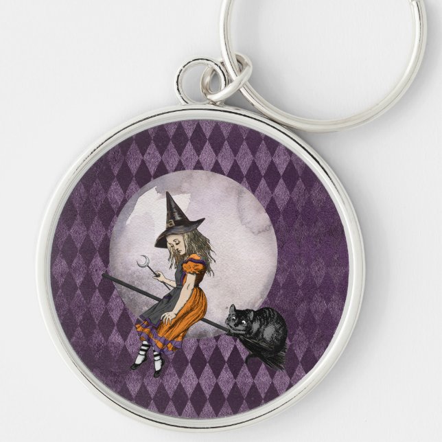 Halloween Alice in Wonderland Cheshire Cat Moon Key Ring (Front)