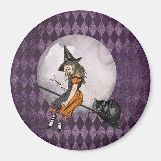 Halloween Alice in Wonderland Cheshire Cat Moon Magnet (Front)