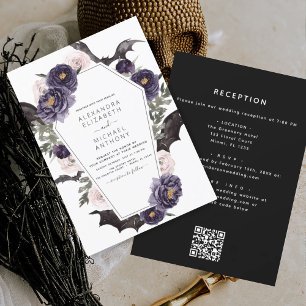 Halloween All in One QR Code Gothic Wedding  Invitation