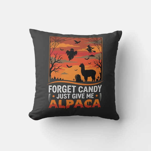 Halloween Alpaca Forget Candy Spooky Vector Design Cushion (Front)