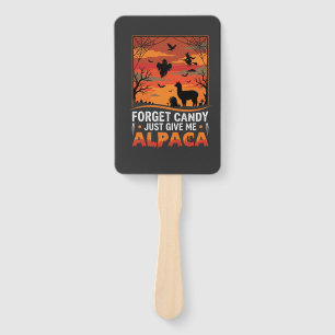 Halloween Alpaca Forget Candy Spooky Vector Design Hand Fan