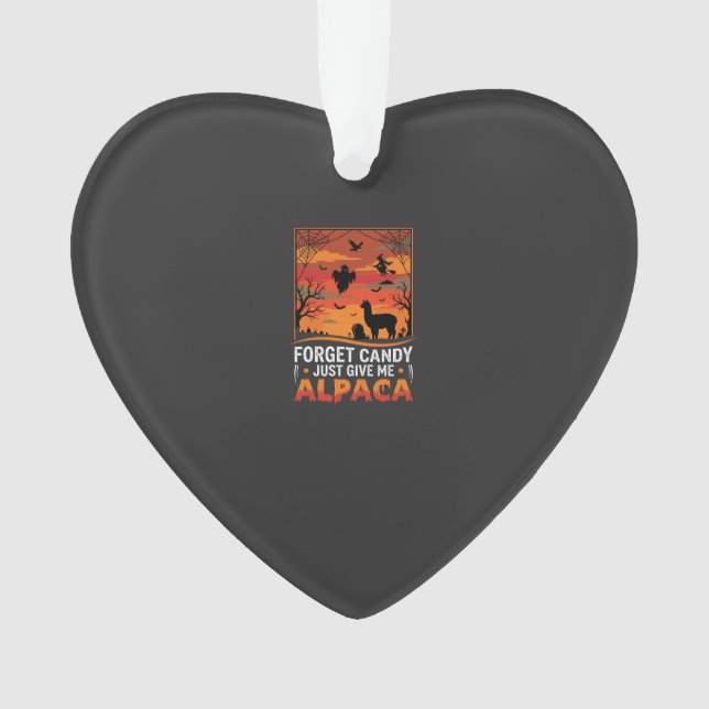 Halloween Alpaca Forget Candy Spooky Vector Design Ornament (Front)