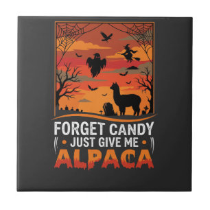Halloween Alpaca Forget Candy Spooky Vector Design Tile