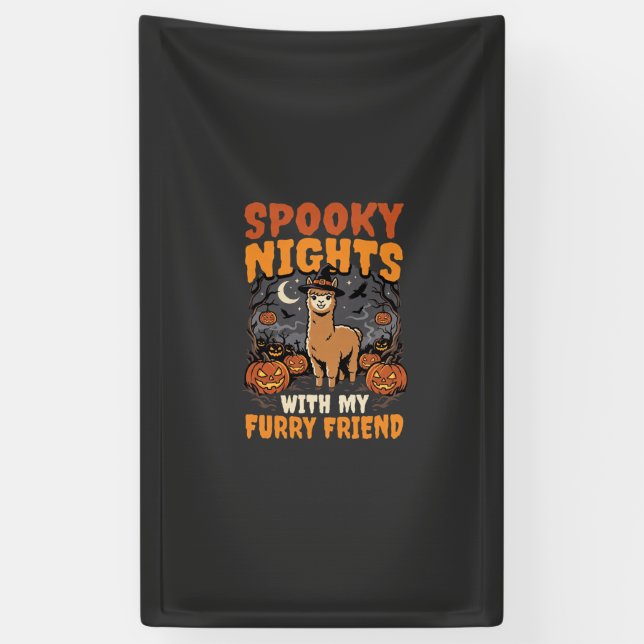 Halloween Alpaca Night Banner (Vertical)