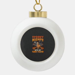 Halloween Alpaca Night Ceramic Ball Christmas Ornament