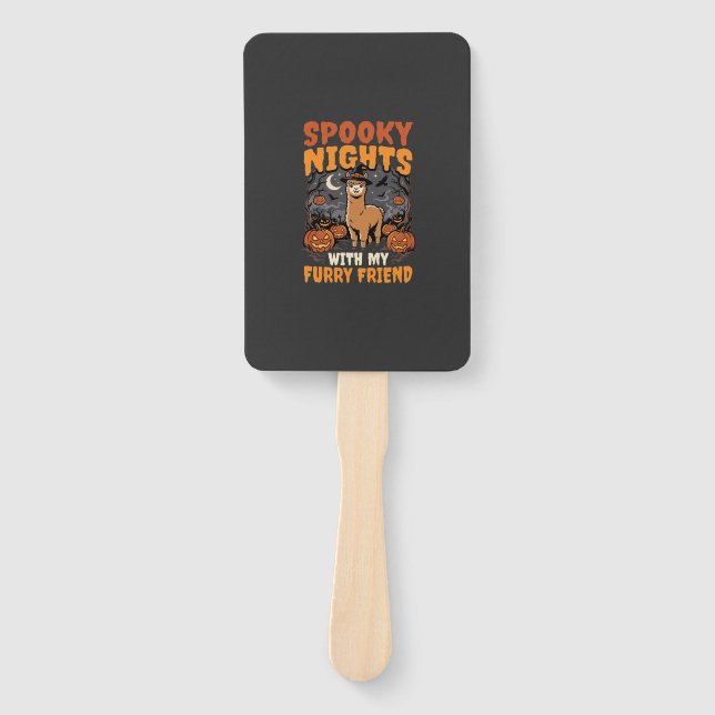 Halloween Alpaca Night Hand Fan (Front)