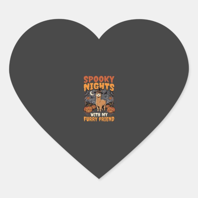 Halloween Alpaca Night Heart Sticker (Front)