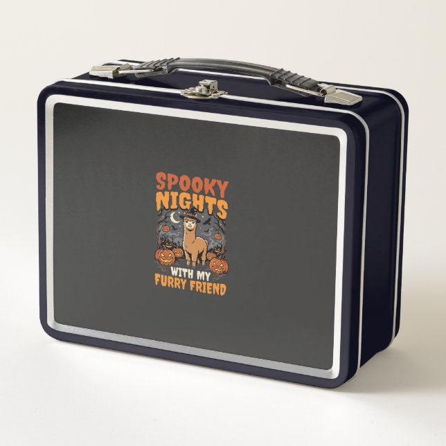 Halloween Alpaca Night Metal Lunch Box (Front)